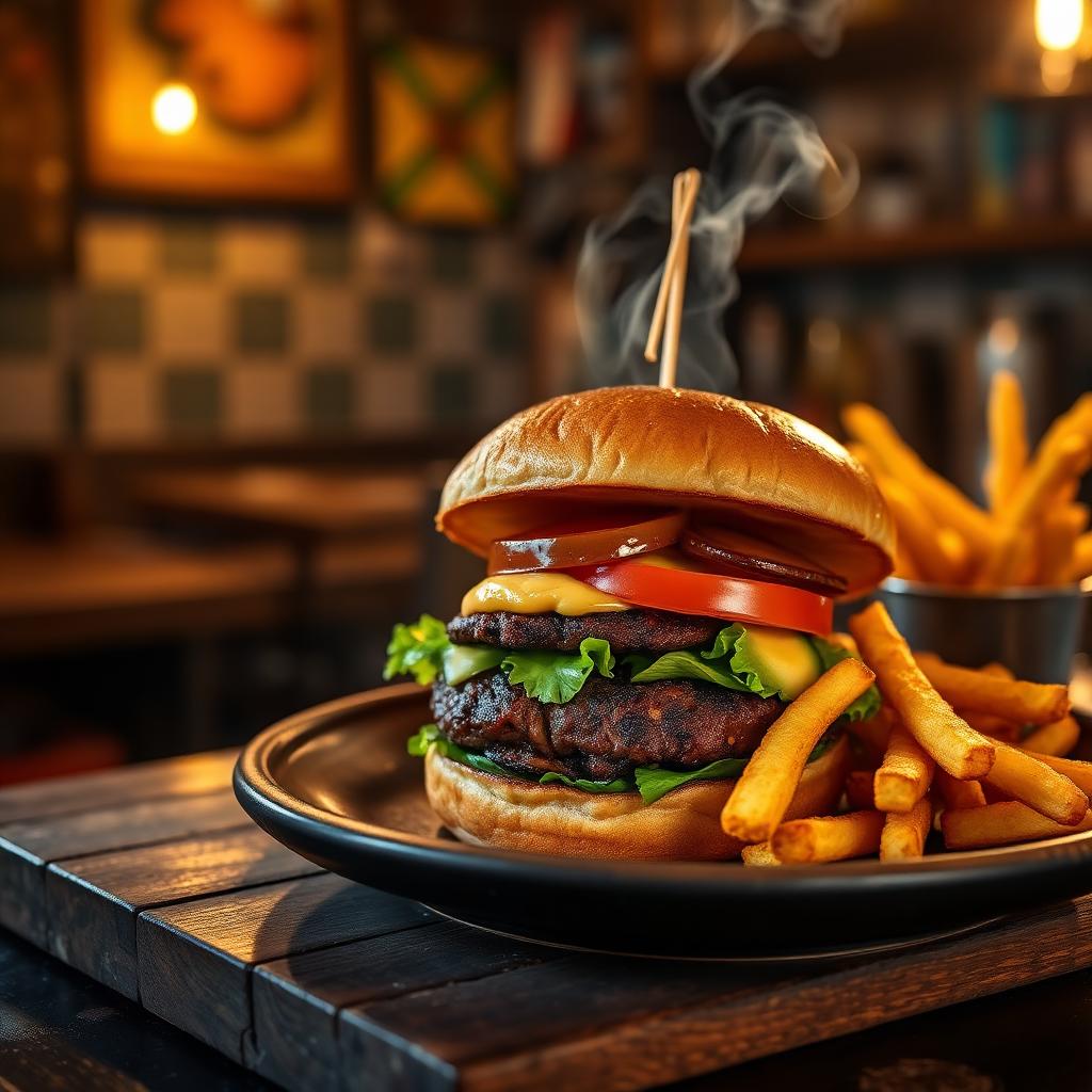 Jerk Burger with Fries